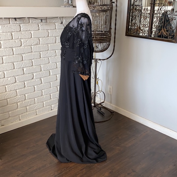 LIGHT IN THE BOX BLACK LACE 3/4 SLEEVE FORMAL EVENING DRESS 24W NEW - Picture 4 of 10